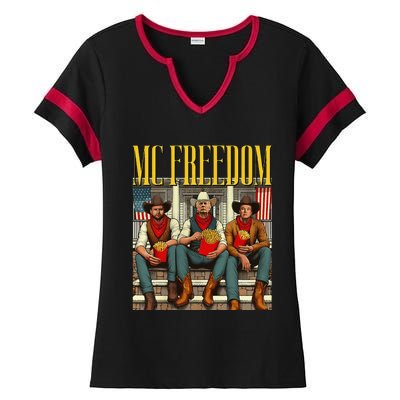 Trump Mc Freedom Funny Trump 2024 Christmas Ladies Halftime Notch Neck Tee