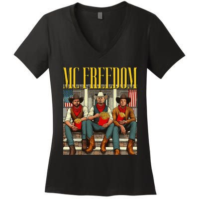 Trump Mc Freedom Funny Trump 2024 Christmas Women's V-Neck T-Shirt