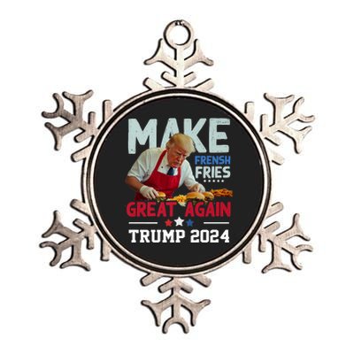 Trump Make Fries Great Again 2024 Funny Meme Trump Gift Metallic Star Ornament