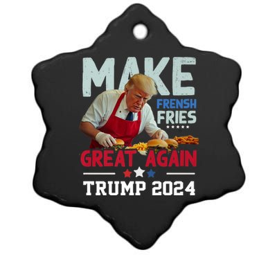 Trump Make Fries Great Again 2024 Funny Meme Trump Gift Ceramic Star Ornament