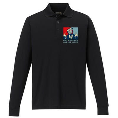 Trump Middle Finger Biden Harris Republican Performance Long Sleeve Polo