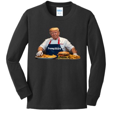 Trump Make Fries Great Again 2024 Funny Meme Trump Gift Kids Long Sleeve Shirt