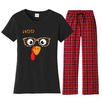 Turkey Moo Funny Cow Thanksgiving Women's Flannel Pajama Set