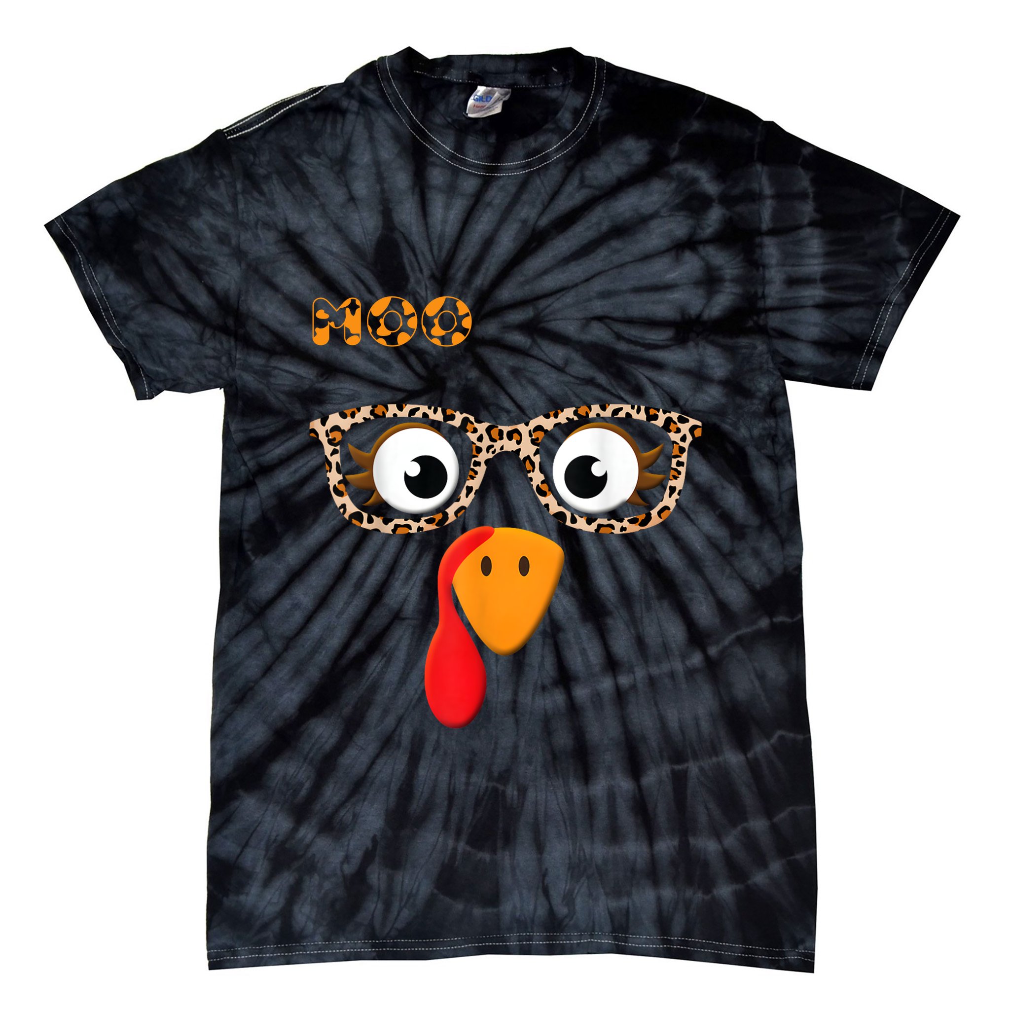 Turkey Moo Funny Cow Thanksgiving Tie-Dye T-Shirt