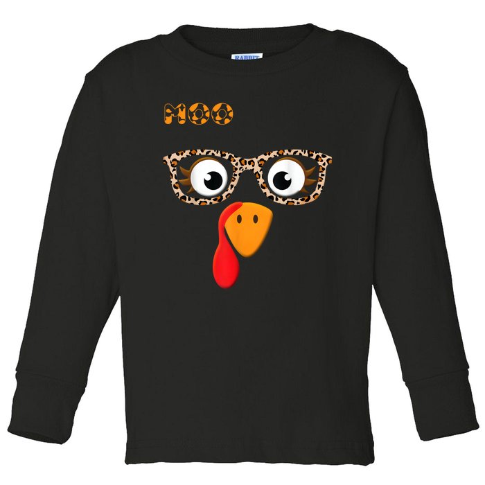 Turkey Moo Funny Cow Thanksgiving Toddler Long Sleeve Shirt