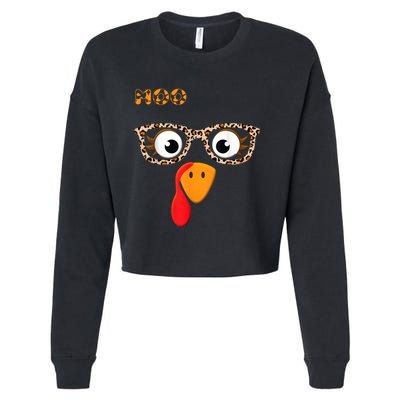 Turkey Moo Funny Cow Thanksgiving Cropped Pullover Crew