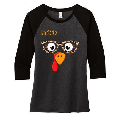 Turkey Moo Funny Cow Thanksgiving Women's Tri-Blend 3/4-Sleeve Raglan Shirt