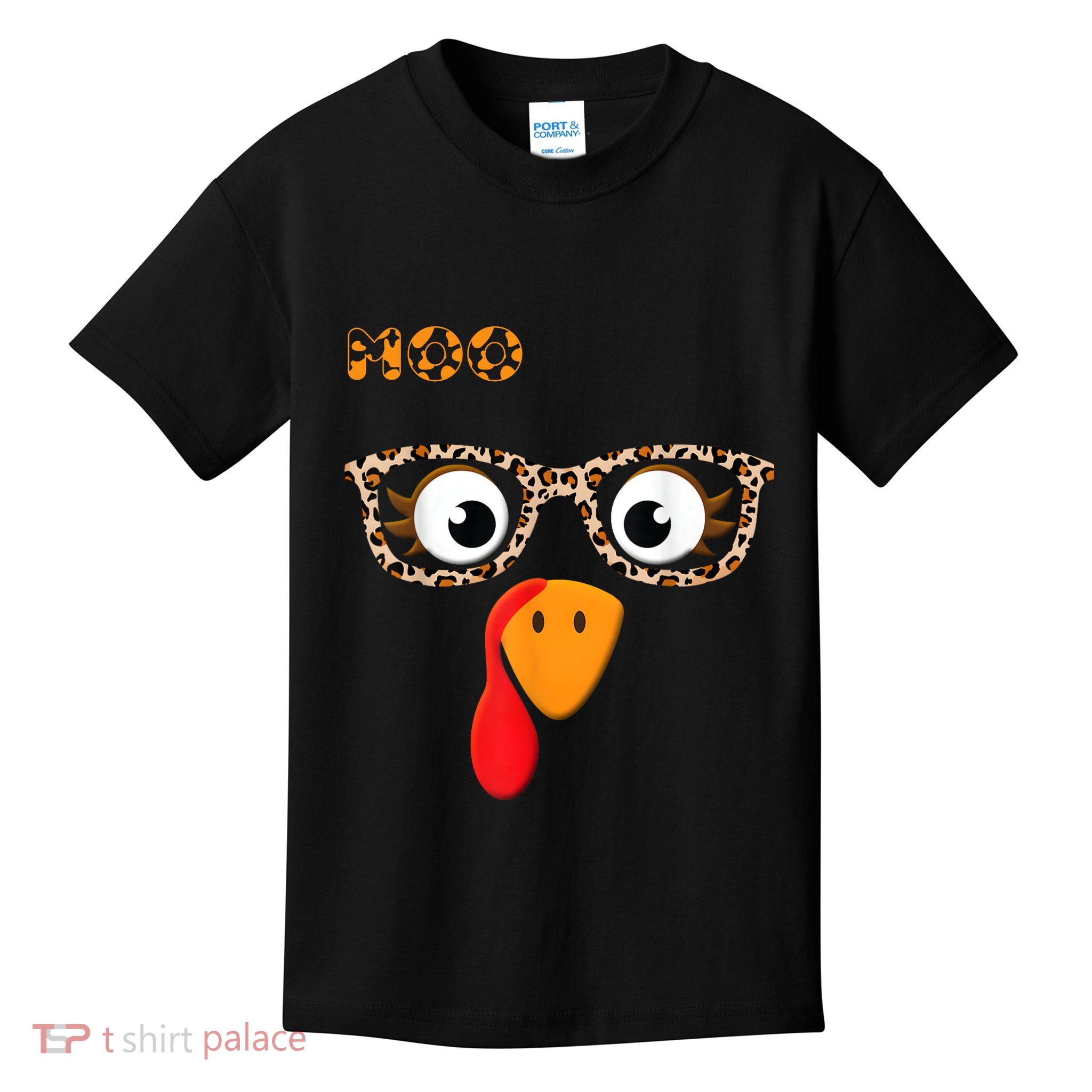 Turkey Moo Funny Cow Thanksgiving Kids T-Shirt