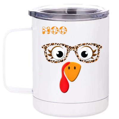 Turkey Moo Funny Cow Thanksgiving 12 oz Stainless Steel Tumbler Cup