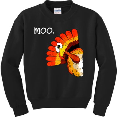 Turkey Moo Funny Thanksgiving Kids Sweatshirt