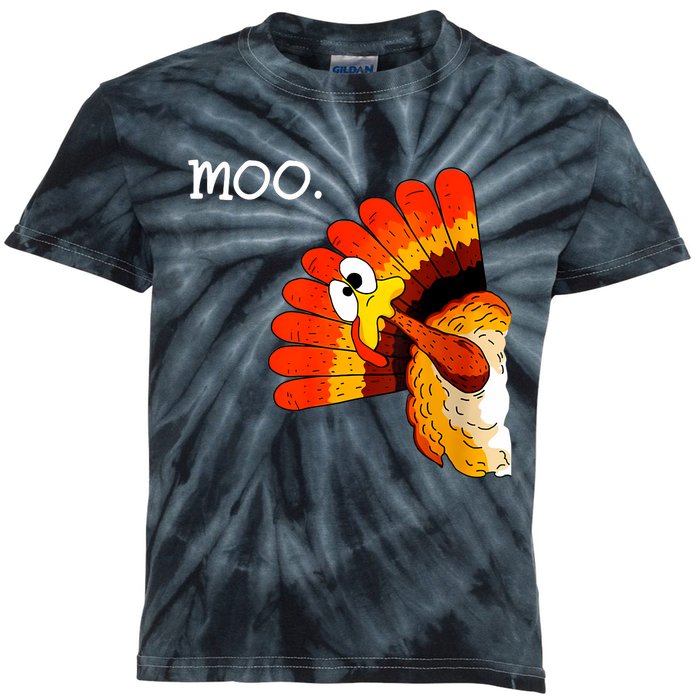 Turkey Moo Funny Thanksgiving Kids Tie-Dye T-Shirt