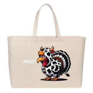 Turkey Moo Funny Thanksgiving Cotton Canvas Jumbo Tote