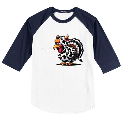 Turkey Moo Funny Thanksgiving Baseball Sleeve Shirt