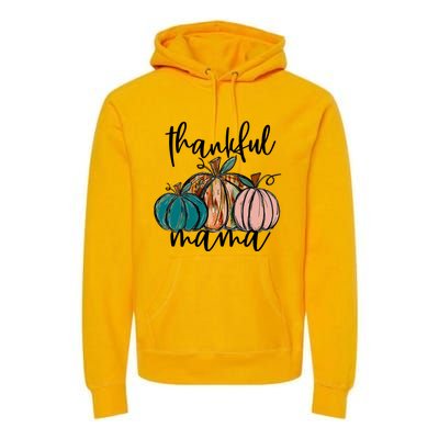 Thankful Mama Fall Season Pumpkin Design Gift Premium Hoodie