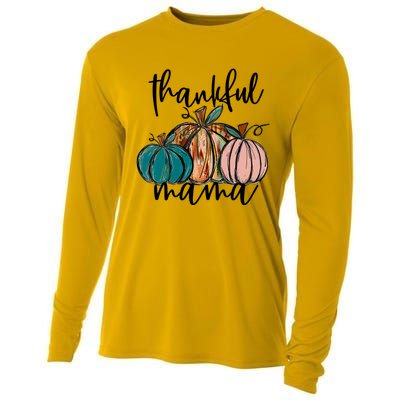 Thankful Mama Fall Season Pumpkin Design Gift Cooling Performance Long Sleeve Crew