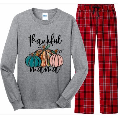 Thankful Mama Fall Season Pumpkin Design Gift Long Sleeve Pajama Set