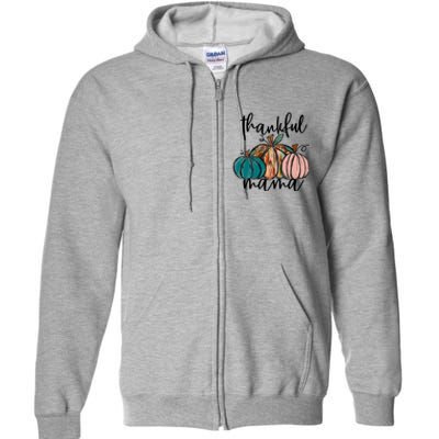 Thankful Mama Fall Season Pumpkin Design Gift Full Zip Hoodie