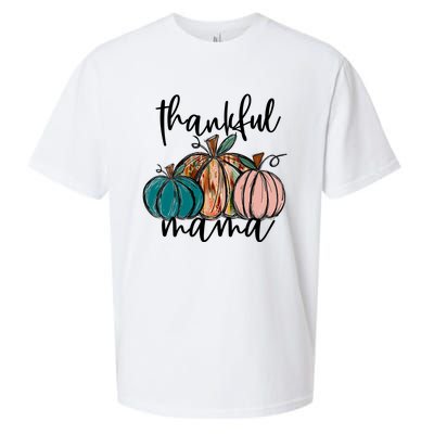 Thankful Mama Fall Season Pumpkin Design Gift Sueded Cloud Jersey T-Shirt