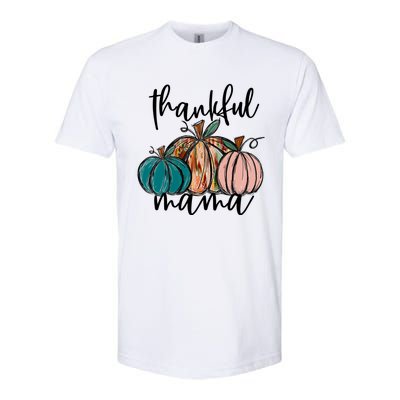 Thankful Mama Fall Season Pumpkin Design Gift Softstyle® CVC T-Shirt