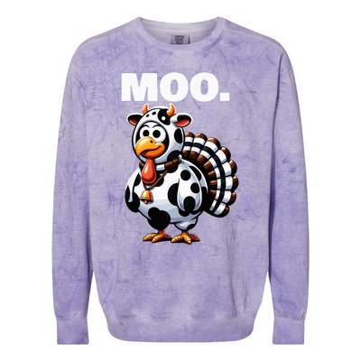 Turkey Moo Funny Thanksgiving Colorblast Crewneck Sweatshirt