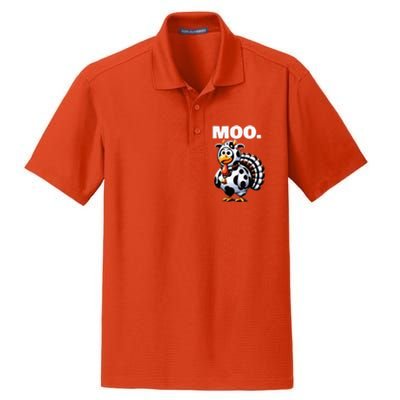 Turkey Moo Funny Thanksgiving Dry Zone Grid Polo