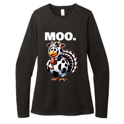 Turkey Moo Funny Thanksgiving Womens CVC Long Sleeve Shirt