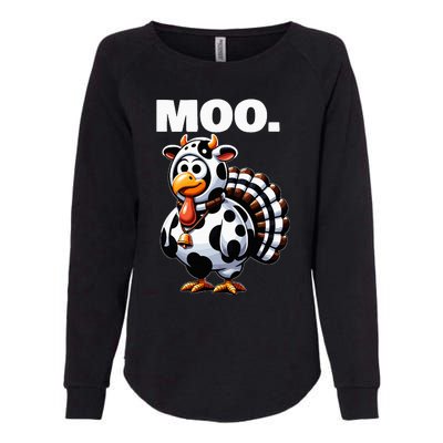 Turkey Moo Funny Thanksgiving Womens California Wash Sweatshirt