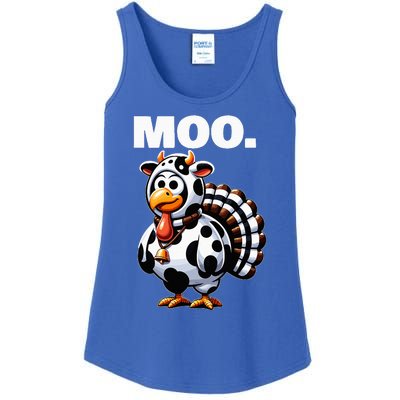 Turkey Moo Funny Thanksgiving Ladies Essential Tank