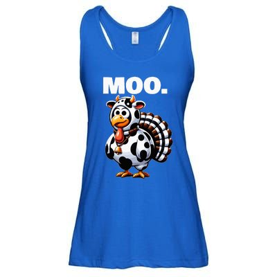 Turkey Moo Funny Thanksgiving Ladies Essential Flowy Tank