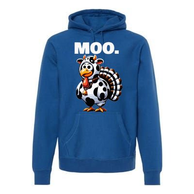 Turkey Moo Funny Thanksgiving Premium Hoodie