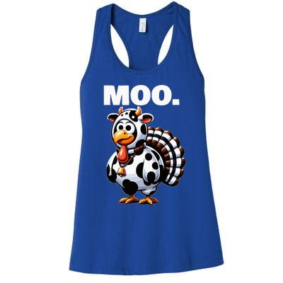 Turkey Moo Funny Thanksgiving Women's Racerback Tank