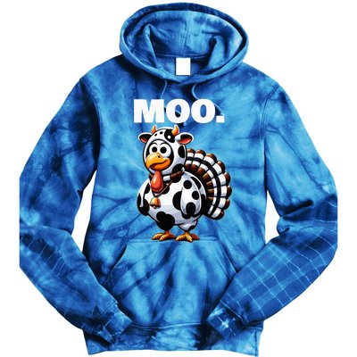 Turkey Moo Funny Thanksgiving Tie Dye Hoodie