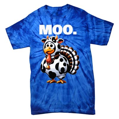 Turkey Moo Funny Thanksgiving Tie-Dye T-Shirt