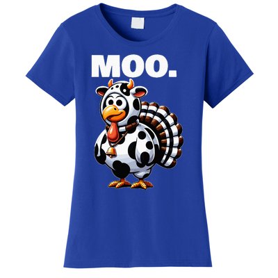 Turkey Moo Funny Thanksgiving Women's T-Shirt