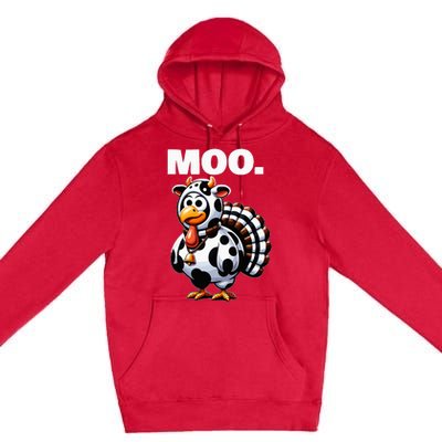 Turkey Moo Funny Thanksgiving Premium Pullover Hoodie