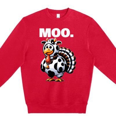 Turkey Moo Funny Thanksgiving Premium Crewneck Sweatshirt