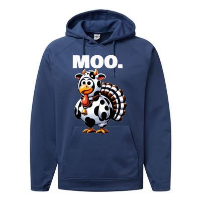 Turkey Moo Funny Thanksgiving Performance Fleece Hoodie