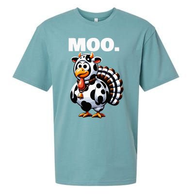 Turkey Moo Funny Thanksgiving Sueded Cloud Jersey T-Shirt