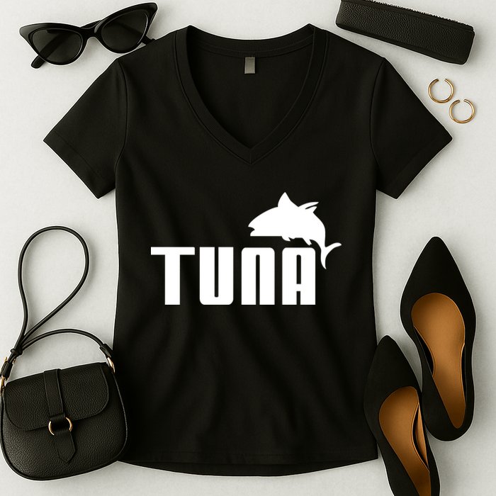 Tuna Mens Funny Women's V-Neck T-Shirt