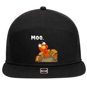 Turkey Moo Funny Thanksgiving Fake Cow 7 Panel Mesh Trucker Snapback Hat