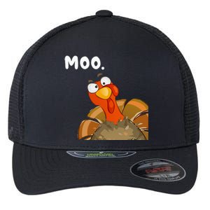 Turkey Moo Funny Thanksgiving Fake Cow Flexfit Unipanel Trucker Cap