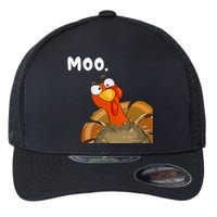 Turkey Moo Funny Thanksgiving Fake Cow Flexfit Unipanel Trucker Cap