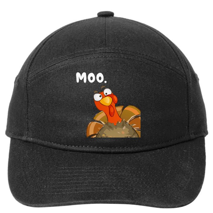 Turkey Moo Funny Thanksgiving Fake Cow 7-Panel Snapback Hat