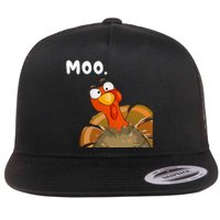 Turkey Moo Funny Thanksgiving Fake Cow Flat Bill Trucker Hat