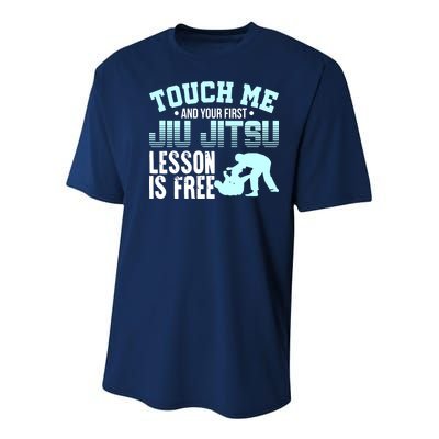 Touch Me First Jiu Jitsu Lesson Is Free Brazilian BJJ Youth Performance Sprint T-Shirt