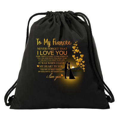 To My Fiance I Love You Drawstring Bag