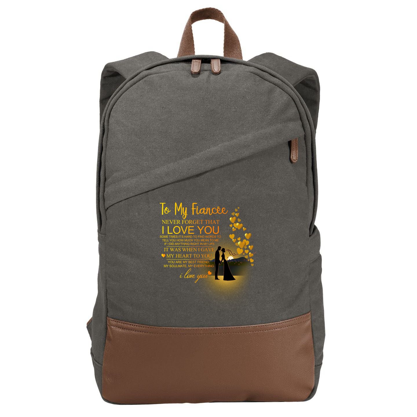 To My Fiance I Love You Cotton Canvas Backpack