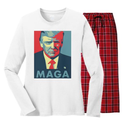 Trump Maga Funny Trump 2024 Women's Long Sleeve Flannel Pajama Set 