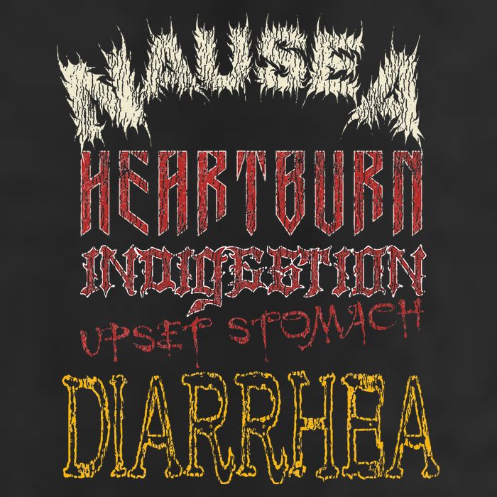 Thrash Metal Funny Heavy Nausea Heartburn Concert 7 Panel Mesh Trucker Snapback Hat