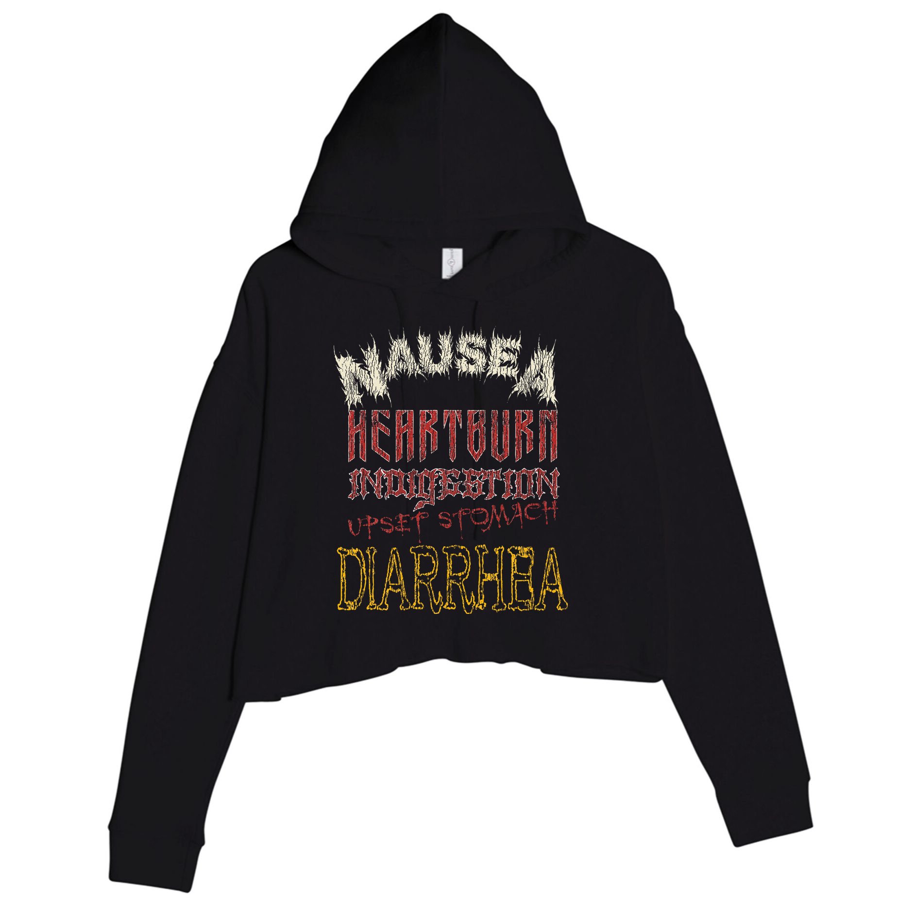 Thrash Metal Funny Heavy Nausea Heartburn Concert Crop Fleece Hoodie